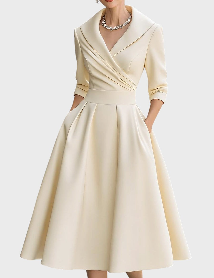 Tereza | Elegantní midi šaty s dlouhým rukávem