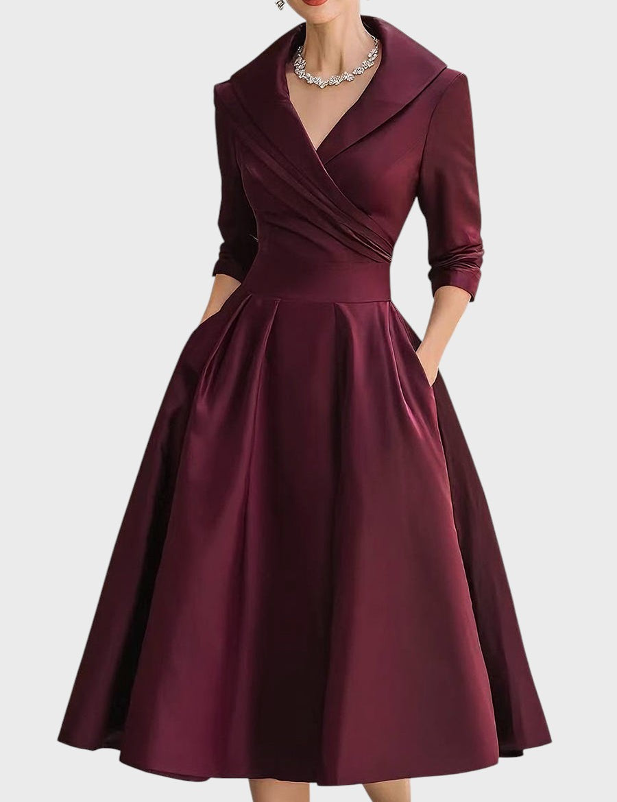 Tereza | Elegantní midi šaty s dlouhým rukávem