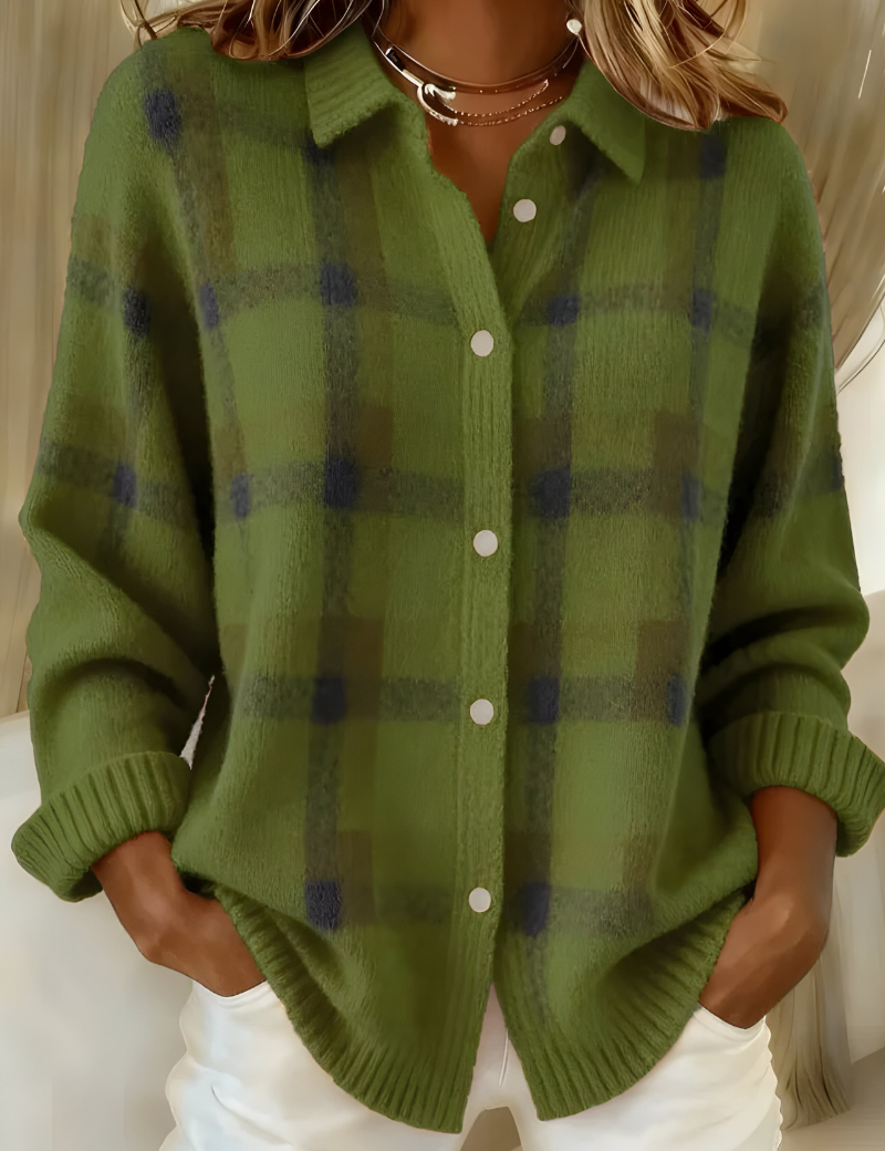 Anna™ | Jemně pletený cardigan s kostkovaným vzorem