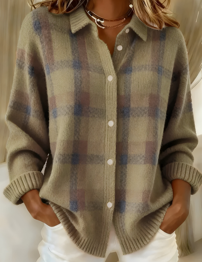 Anna™ | Jemně pletený cardigan s kostkovaným vzorem