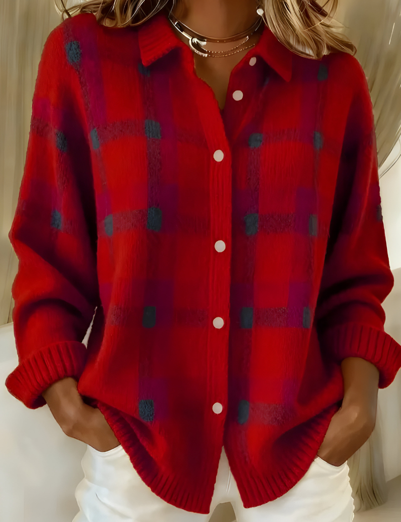 Anna™ | Jemně pletený cardigan s kostkovaným vzorem